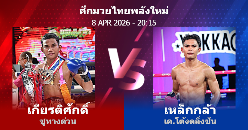 วิเคราะห์ มวย เกียรติศักดิ์ ชูทางด่วน vs เหล็กกล้า เค.โต้งตลิ่งชัน วันพุธที่ 08 เมษายน 2569