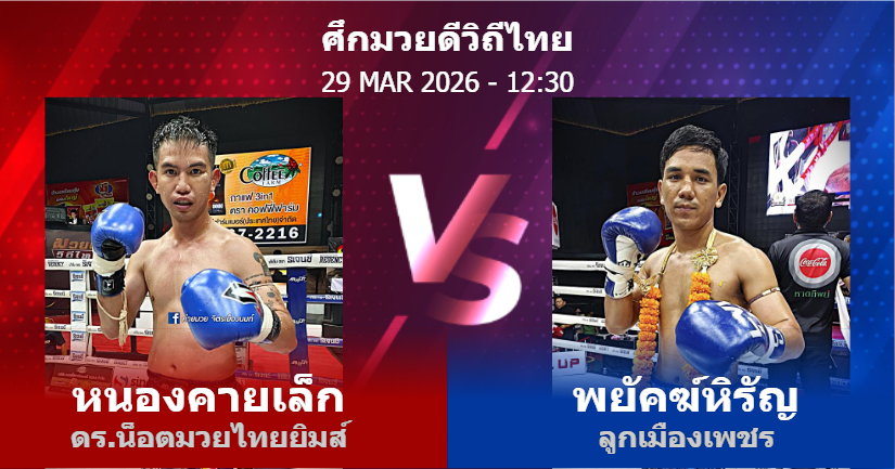 วิเคราะห์ มวย หนองคายเล็ก ดร.น็อตมวยไทยยิมส์ vs พยัคฆ์หิรัญ ลูกเมืองเพชร วันอาทิตย์ที่ 29 มีนาคม 2569