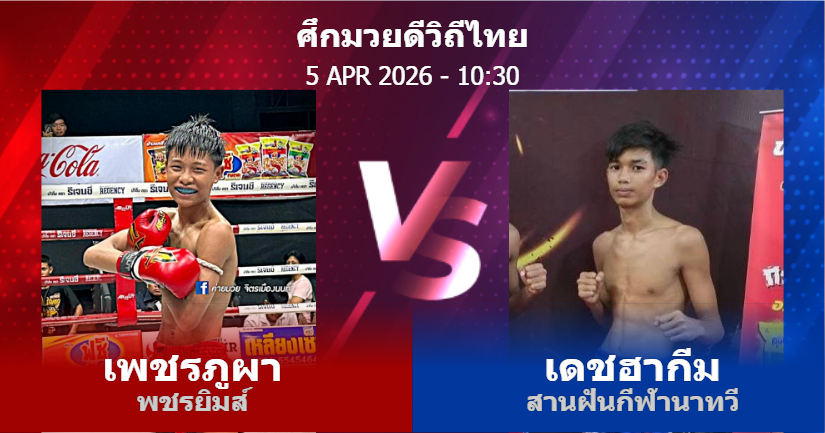 วิเคราะห์ มวย เพชรภูผา พชรยิมส์ vs เดชฮากีม สานฝันกีฬานาทวี วันอาทิตย์ที่ 05 เมษายน 2569