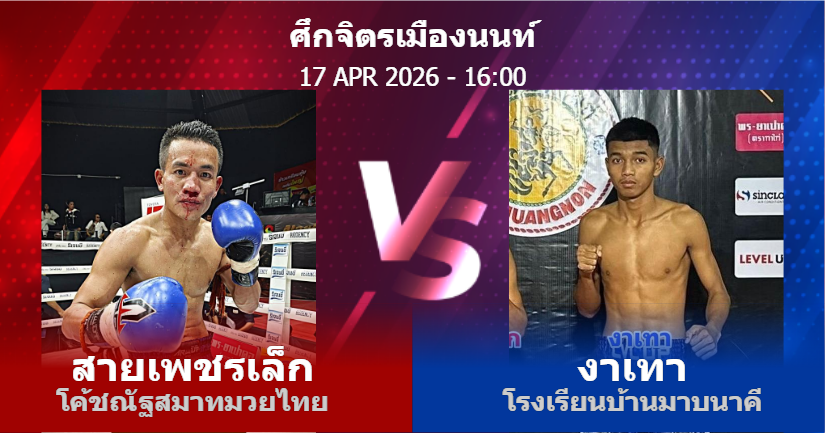 วิเคราะห์ มวย สายเพชรเล็ก โค้ชณัฐสมาทมวยไทย vs งาเทา โรงเรียนบ้านมาบนาคี วันศุกร์ที่ 17 เมษายน 2569