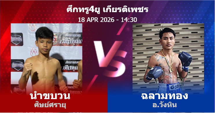 วิเคราะห์ มวย นำขบวน ศิษย์ศรายุ vs ฉลามทอง อ.วังหิน วันเสาร์ที่ 18 เมษายน 2569