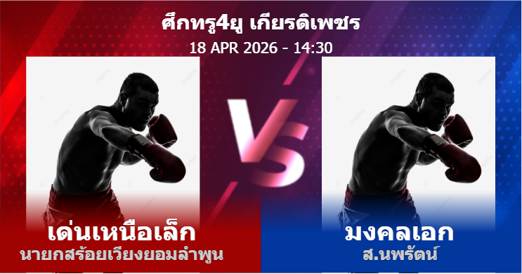 วิเคราะห์ มวย เด่นเหนือเล็ก นายกสร้อยเวียงยอมลำพูน vs มงคลเอก ส.นพรัตน์ วันเสาร์ที่ 18 เมษายน 2569